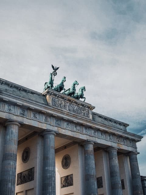 The quadriga atop the Brandenburg Gate in Berlin