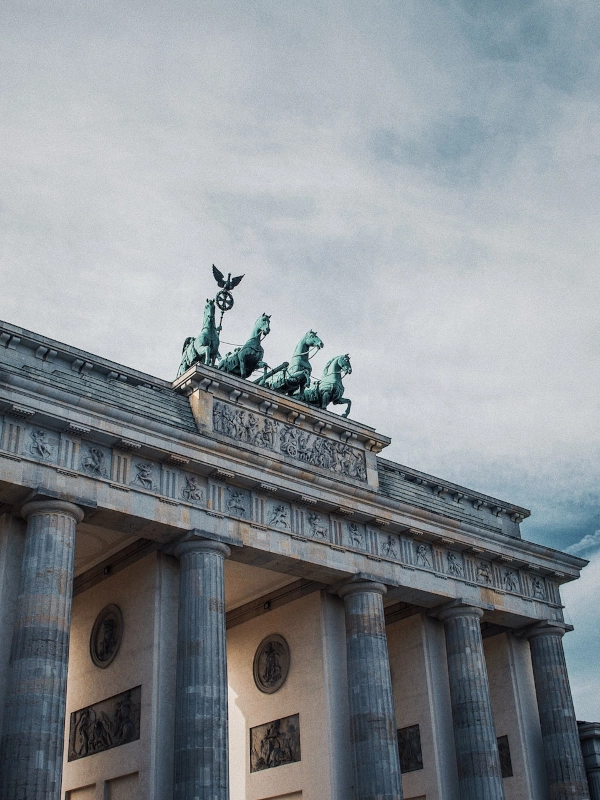 The quadriga atop the Brandenburg Gate in Berlin