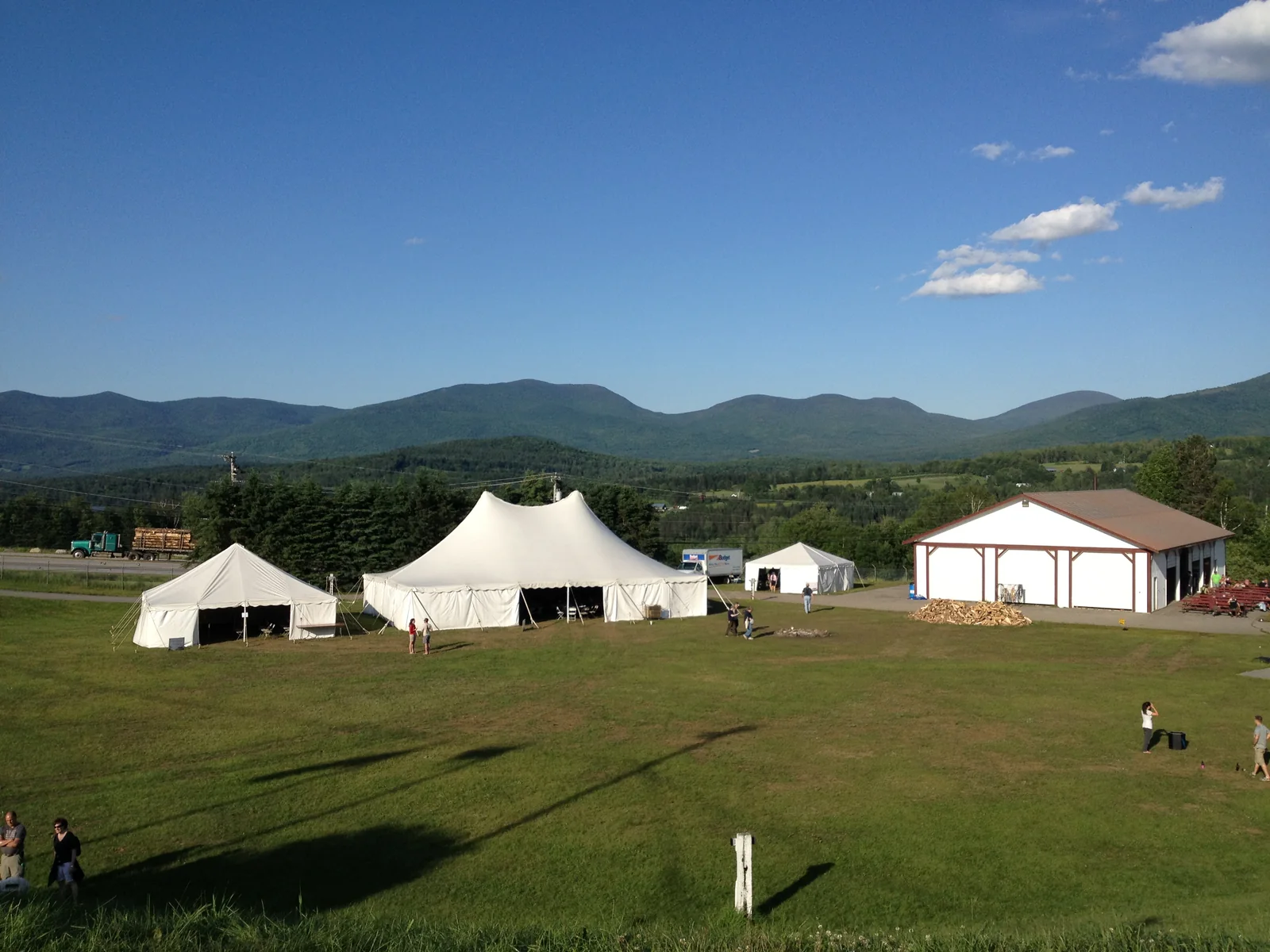 The festival field at PorcFest, the Free State Project’s summer gathering, with the White Mountains behind